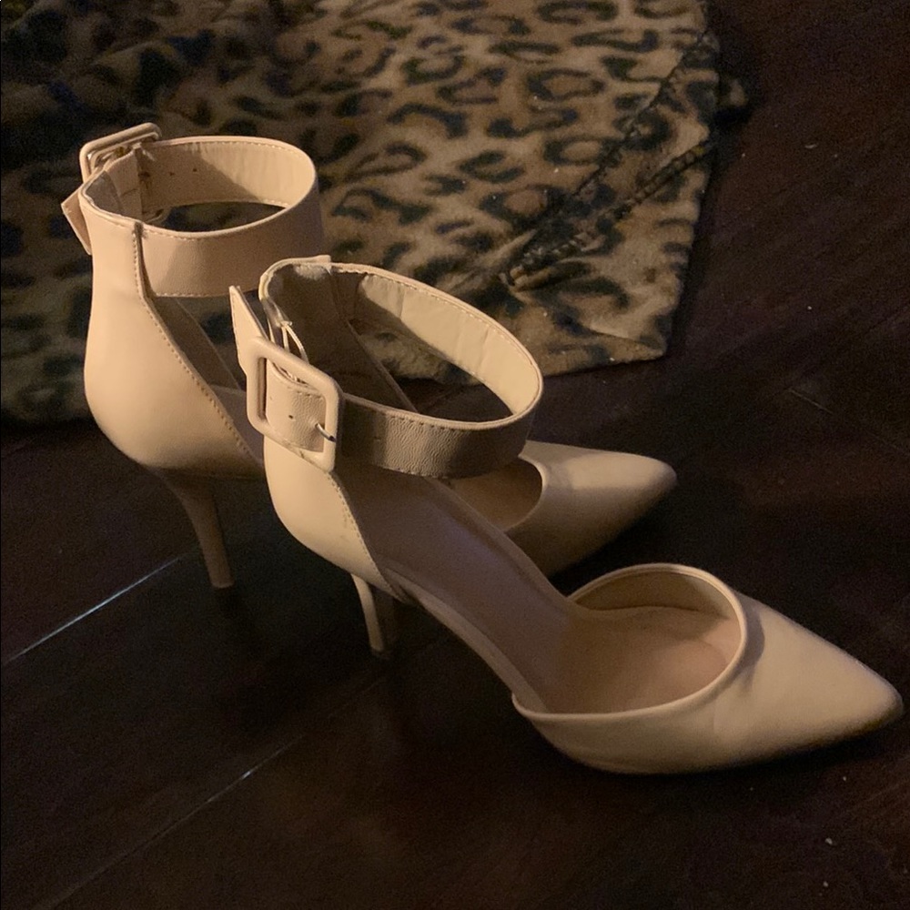 Chic Beige Ankle Strap Heels